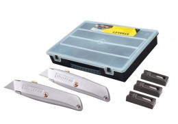STANLEY 99E Trimming Knife Twin Pack with 50 Spare Blades in Organiser £19.99